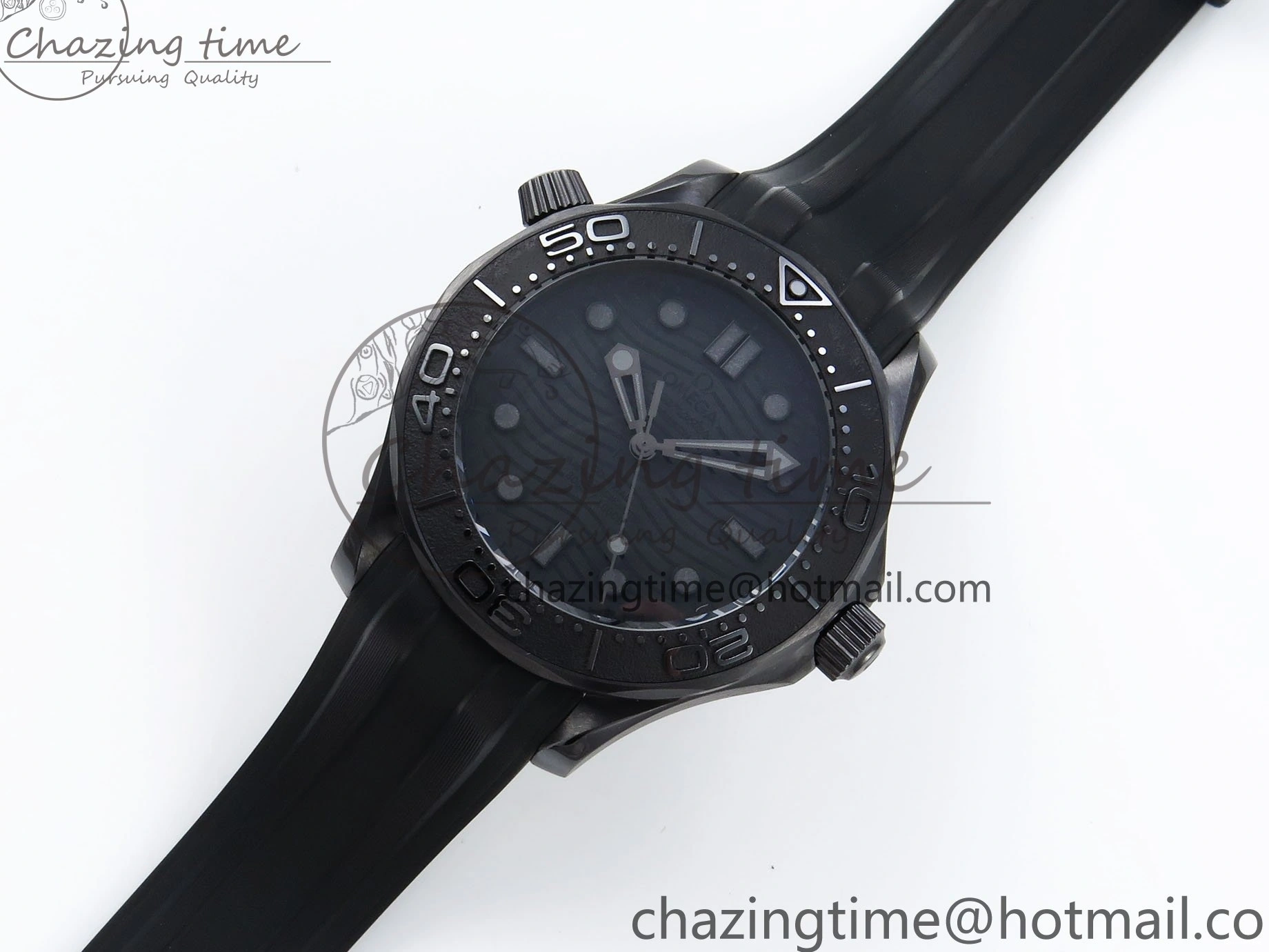 0405 Seamaster 300m 43.5mm Black Ceramic S+F 1:1 Best Edition Black Dial on Black Rubber Strap A WrinkleFree 7731